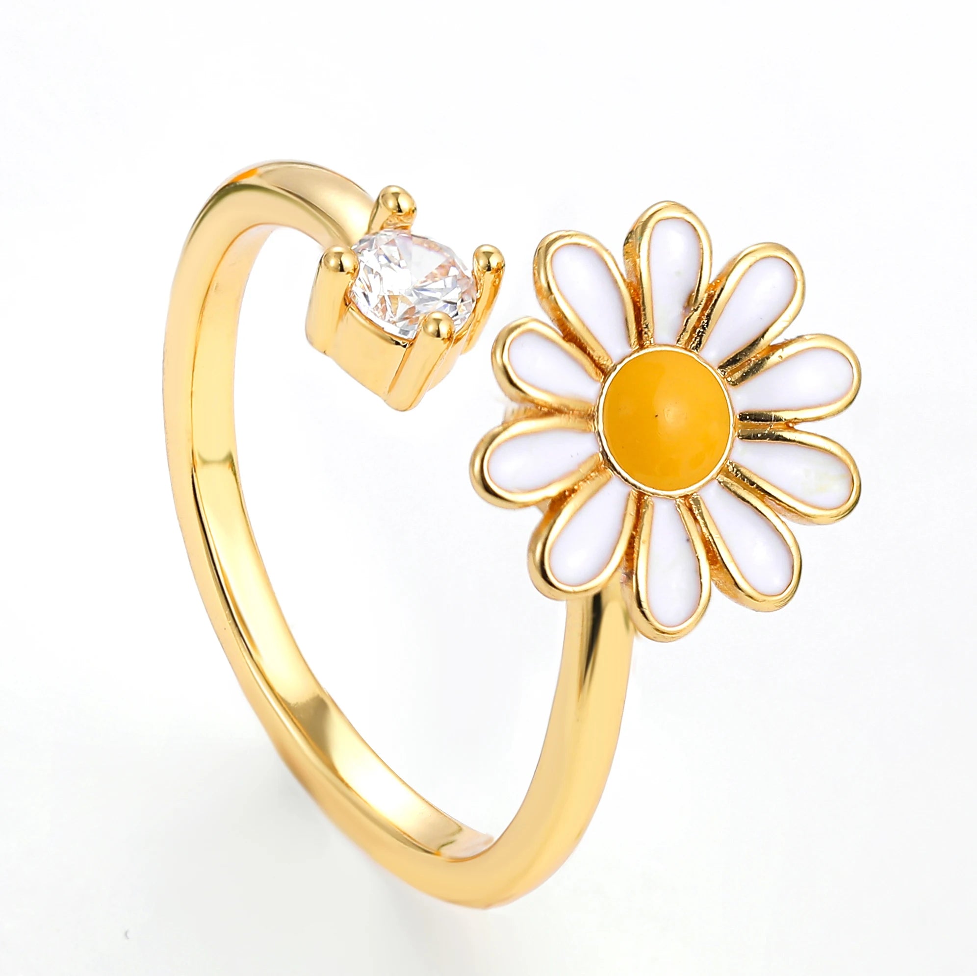 Bagues Spinner élégantes en acier inoxydable plaqué or pour femmes avec étoile solaire