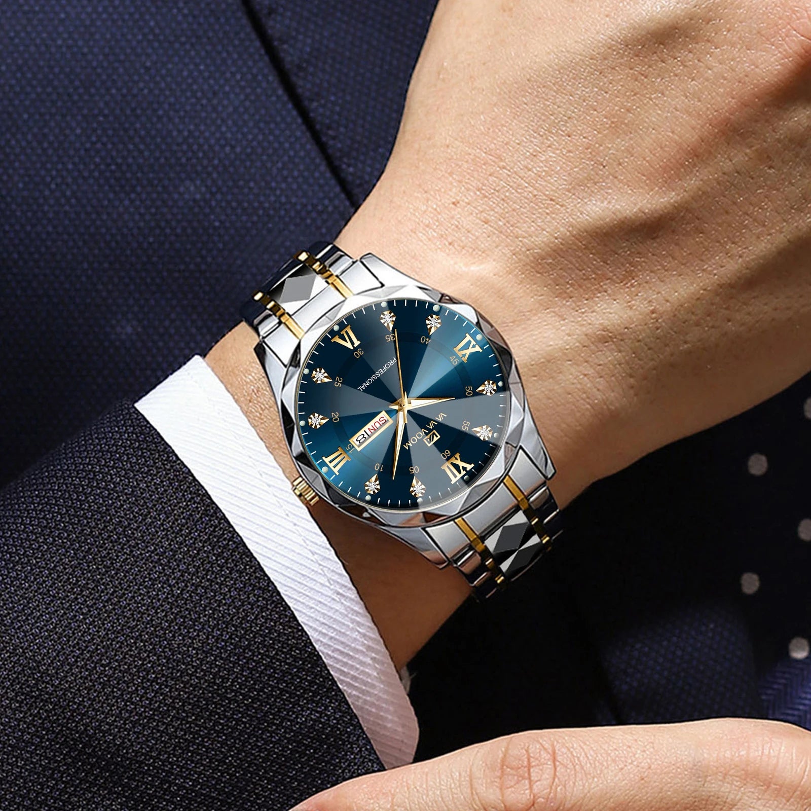 Men Watch Water Diamond Luxury Night