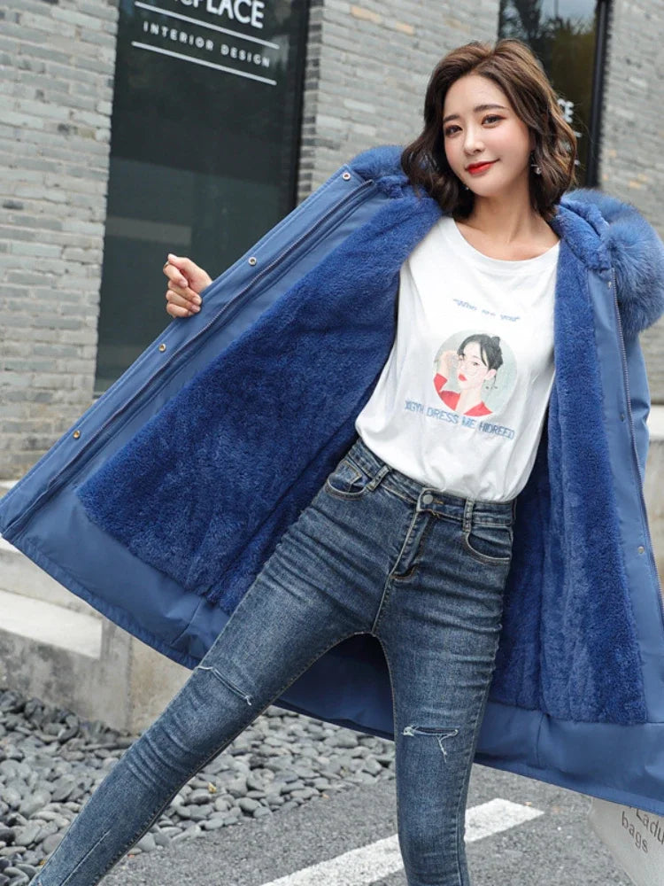 Parkas pour femmes en coton peluche